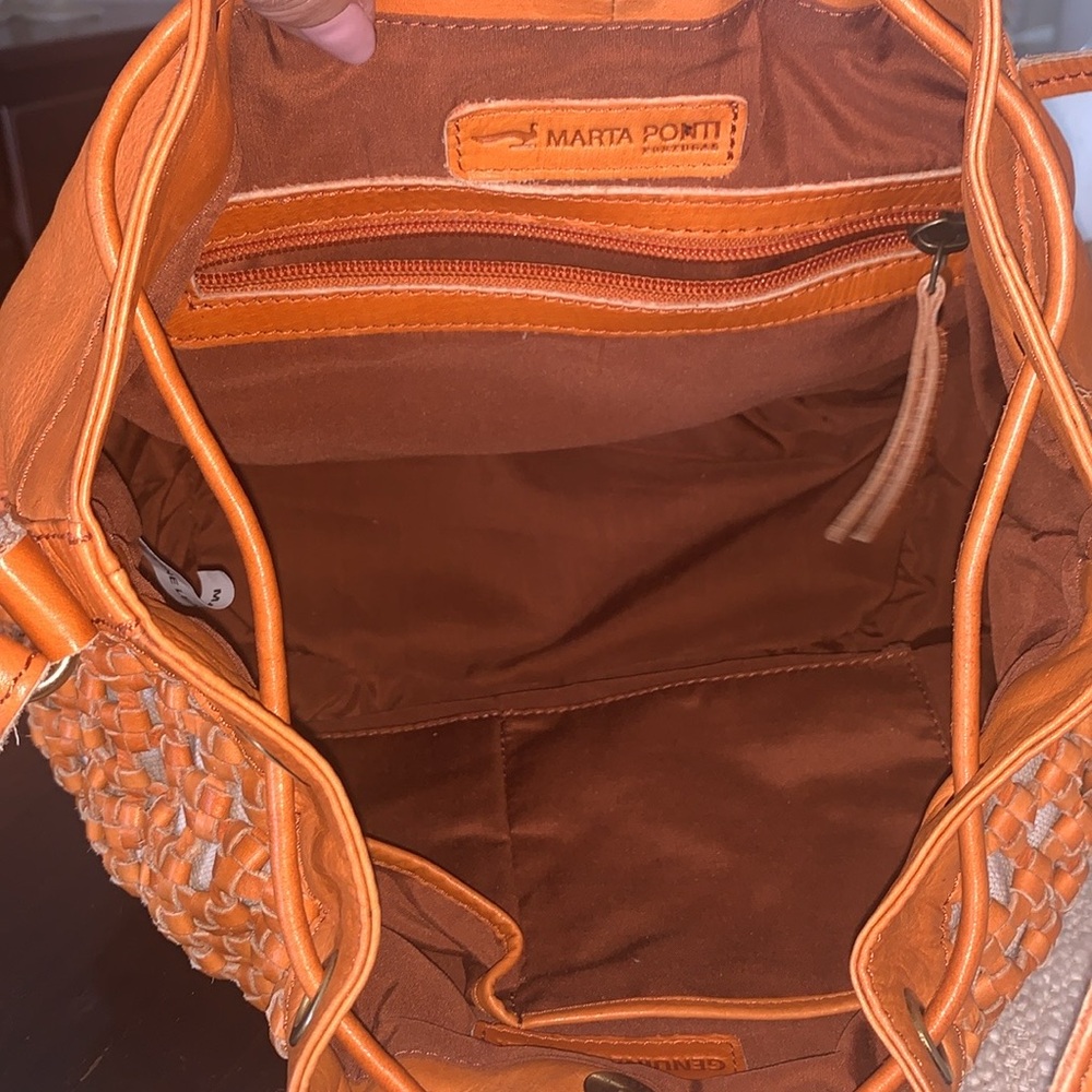 Martha Ponti Portugal Orangish tan Woven Leather Shoulder Bag - Picture 7 of 8